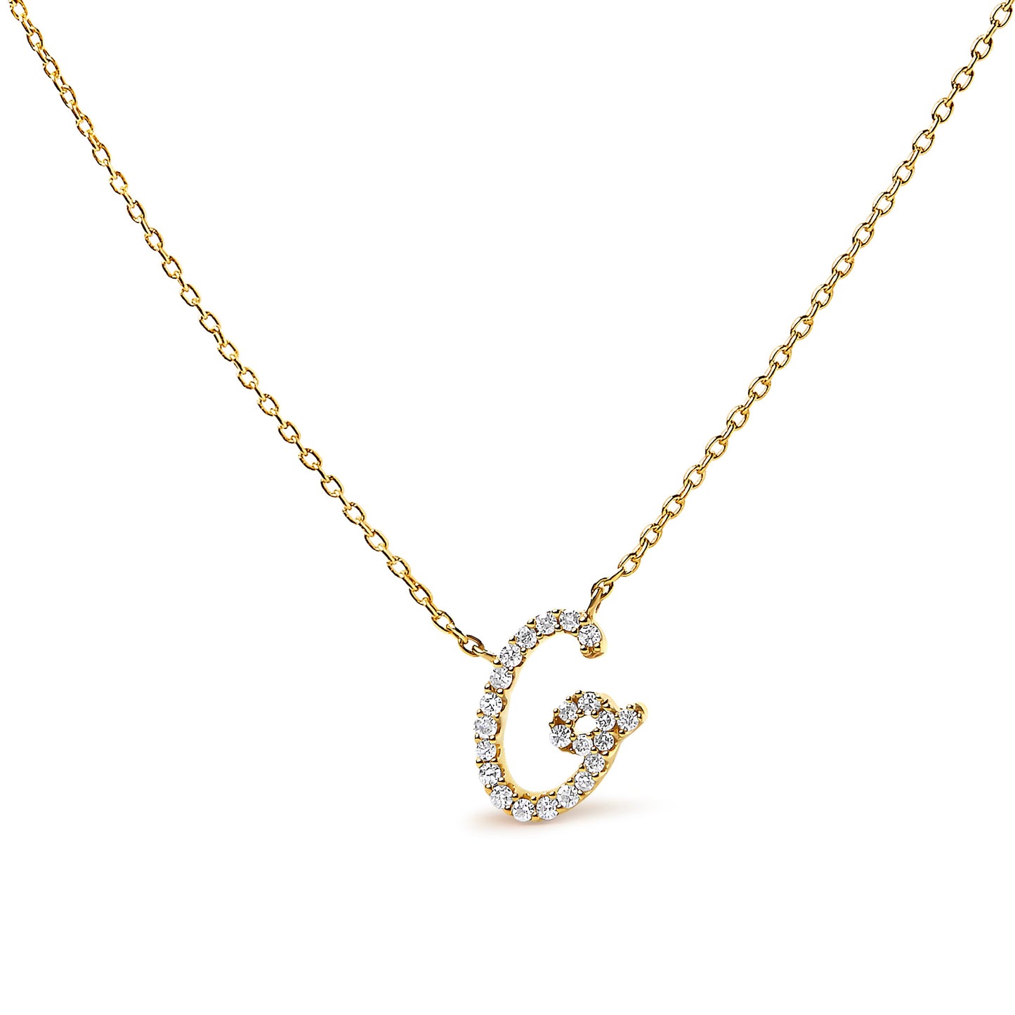 Collar con colgante con acento de diamante en oro blanco de 10K con inicial "A" estilo cursiva