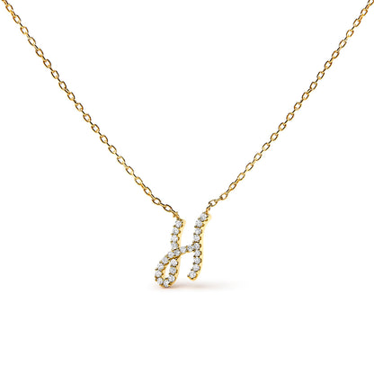 Collar con colgante con acento de diamante en oro blanco de 10K con inicial "A" estilo cursiva