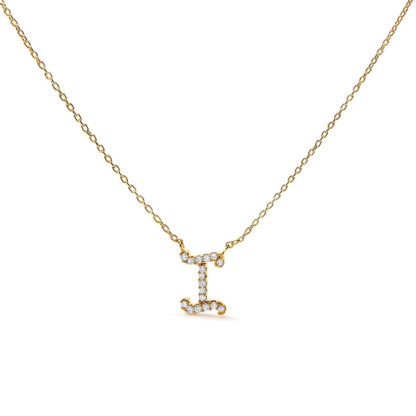 Collar con colgante con acento de diamante en oro blanco de 10K con inicial "A" estilo cursiva
