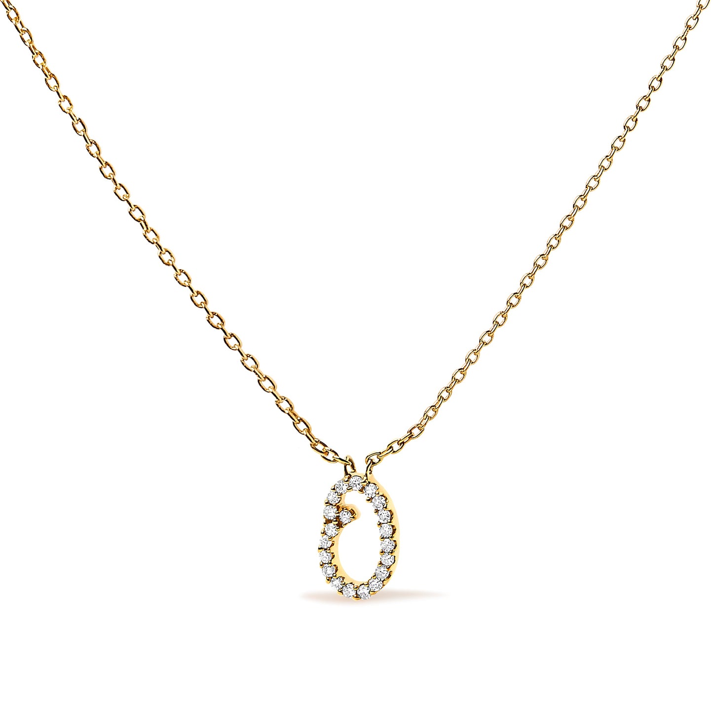Collar con colgante con acento de diamante en oro blanco de 10K con inicial "A" estilo cursiva