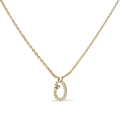 Collar con colgante con acento de diamante en oro blanco de 10K con inicial "A" estilo cursiva