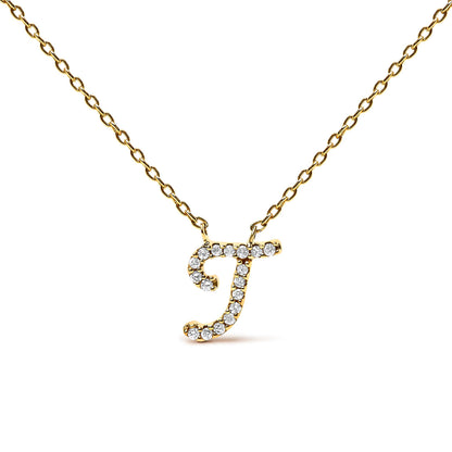 Collar con colgante con acento de diamante en oro blanco de 10K con inicial "A" estilo cursiva