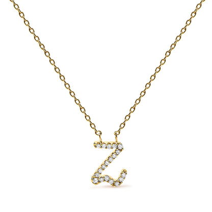 Collar con colgante con acento de diamante en oro blanco de 10K con inicial "A" estilo cursiva
