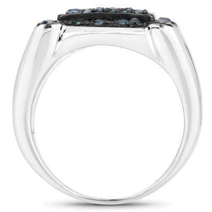 Anillo de plata de ley .925 con diamante azul auténtico de 0,81 quilates