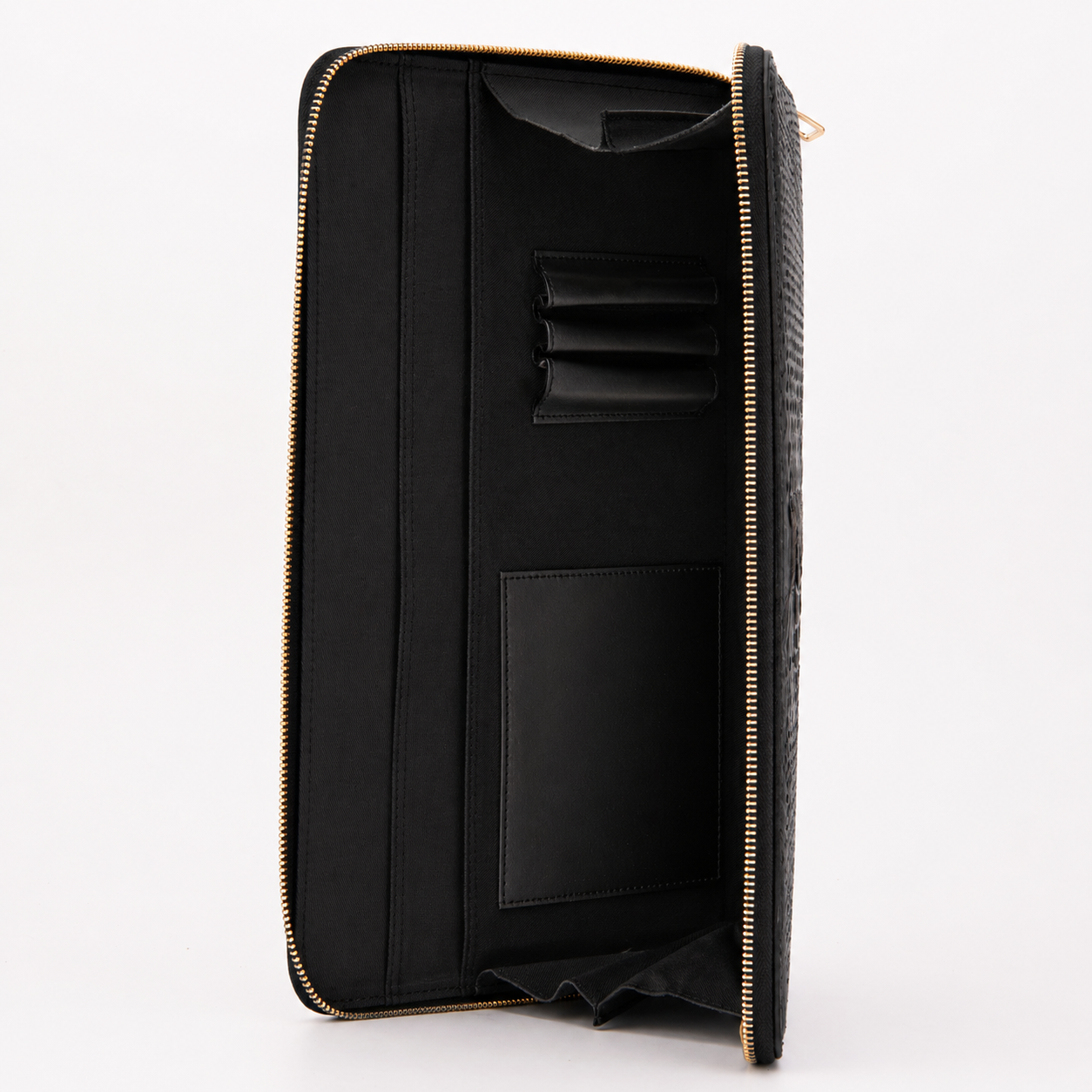 The Varese Black Hand-Painted Python Leather 14” Laptop Portfolio