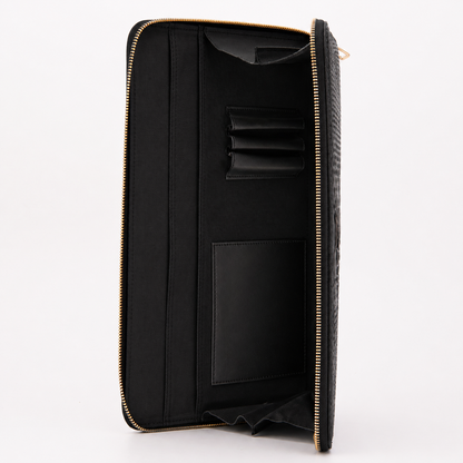 The Varese Black Hand-Painted Python Leather 14” Laptop Portfolio