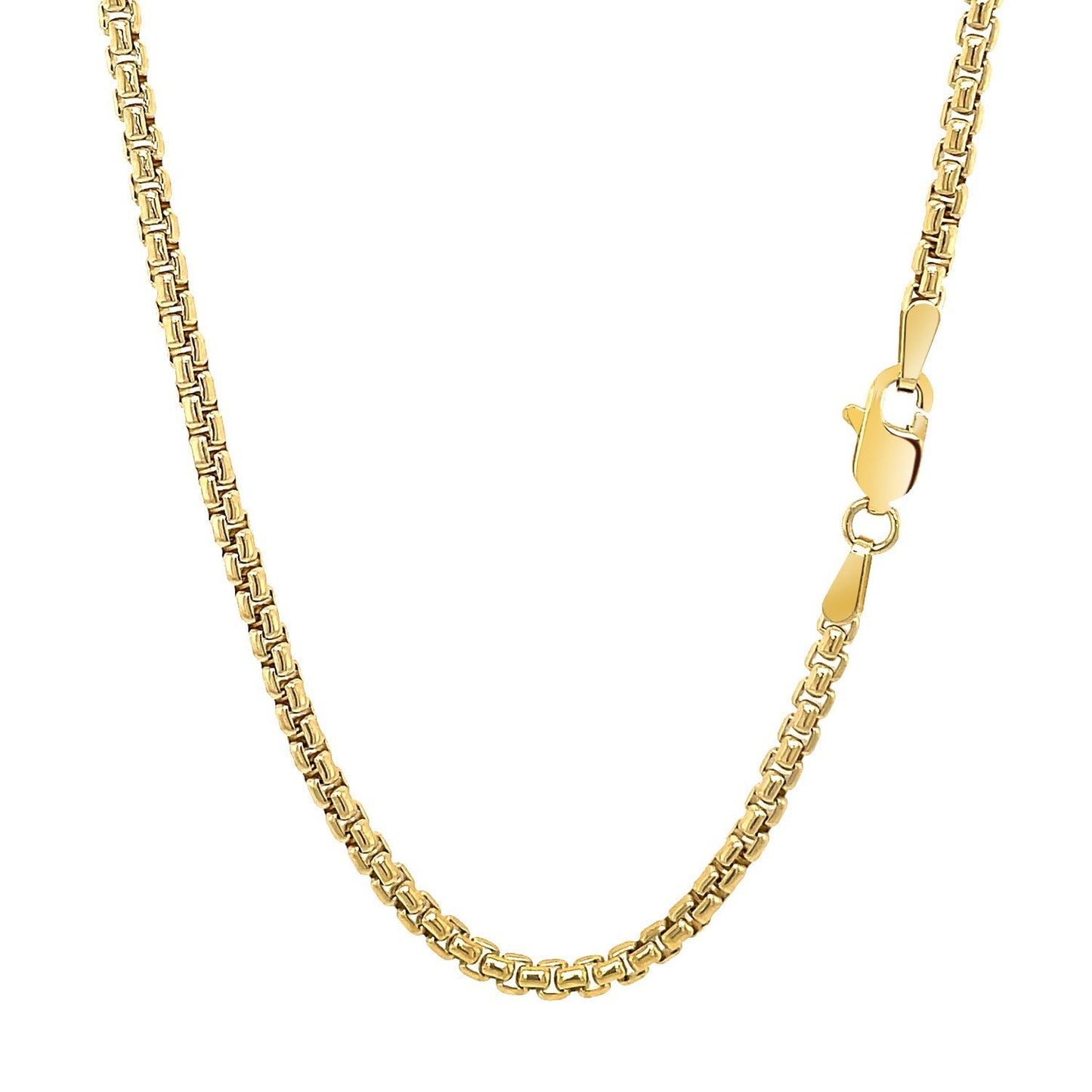 Cadena redonda sólida de oro amarillo de 14k de 2.5 mm