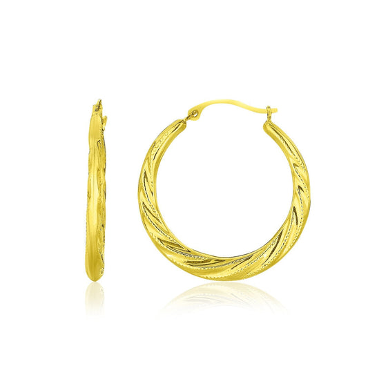 Pendientes de aro retorcidos graduados de oro amarillo de 10k