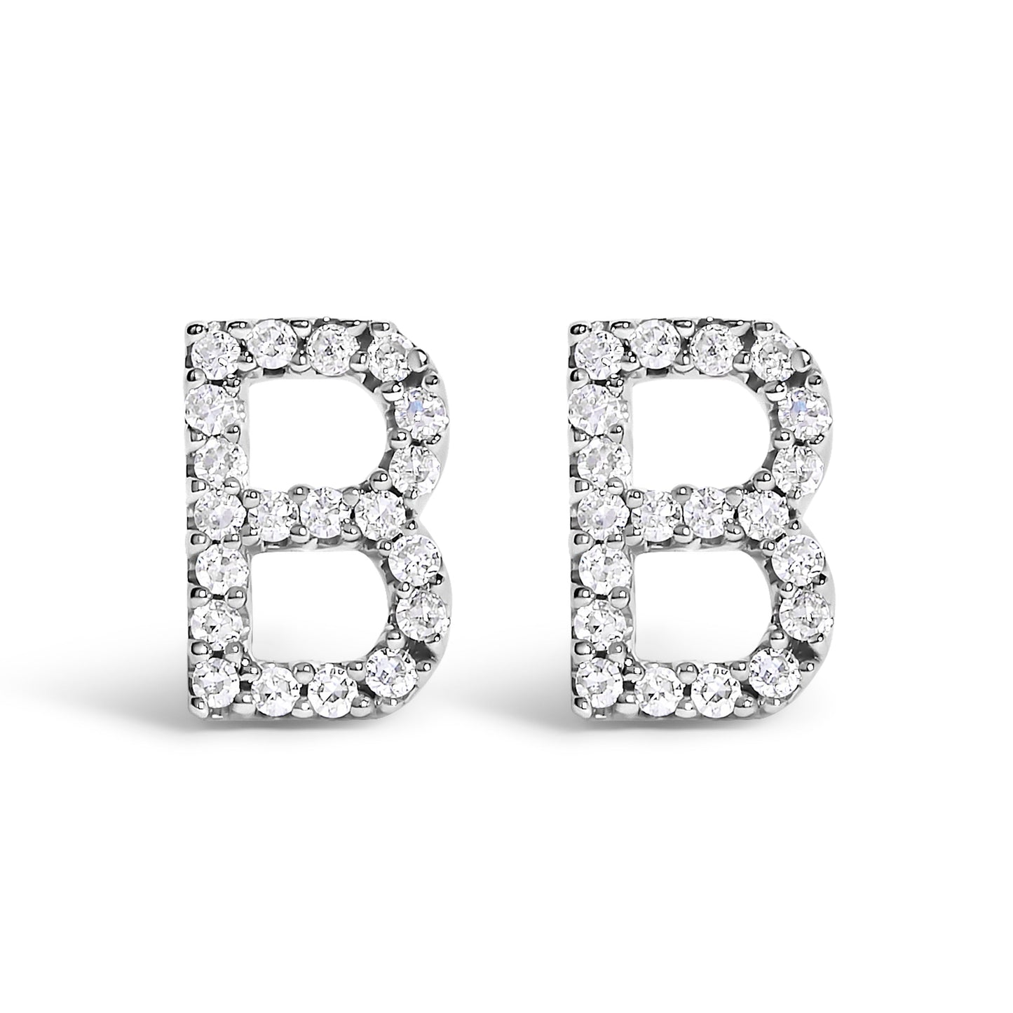 Pendiente de botón con la inicial "A" de diamante de 1/10 quilates de oro blanco de 10 quilates