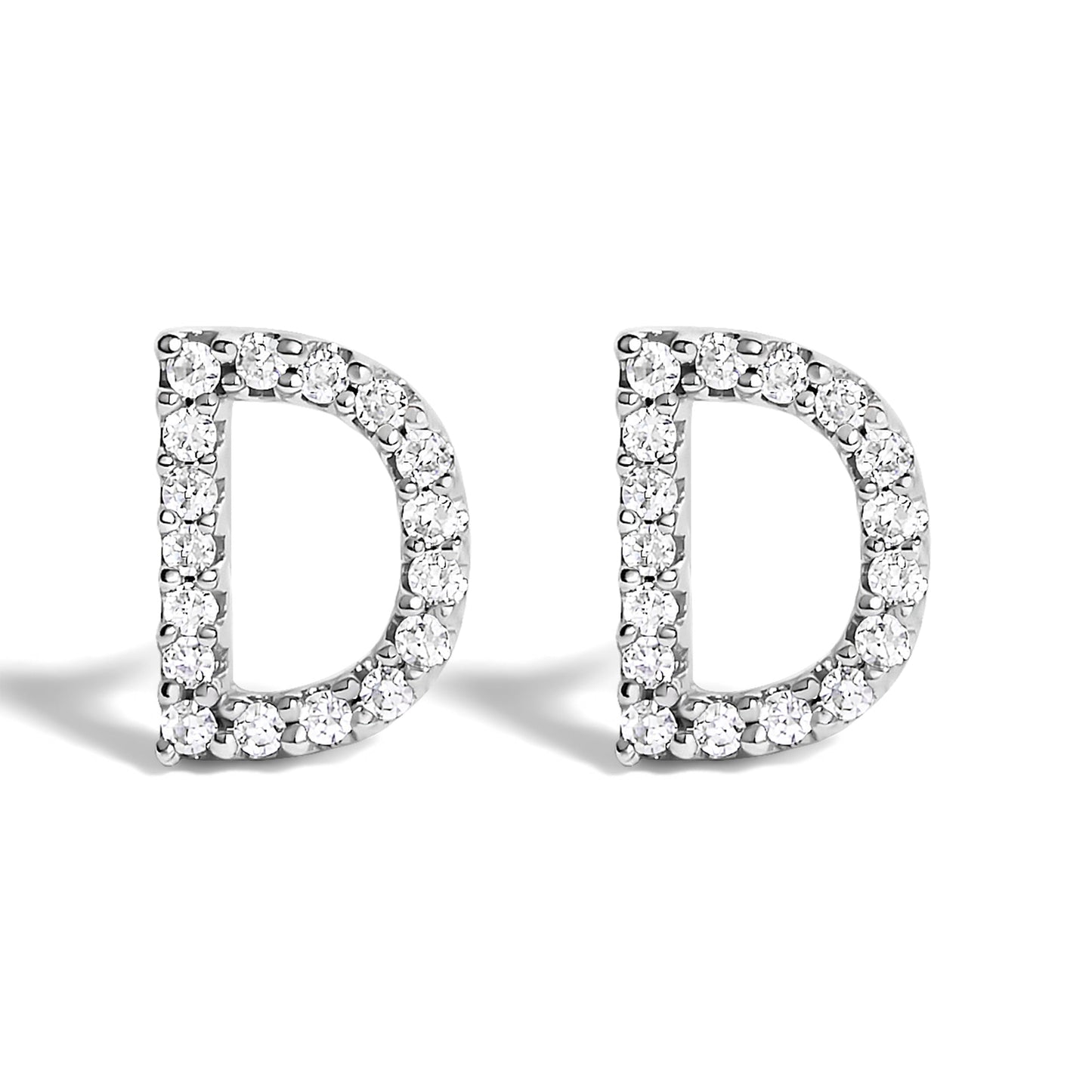 Pendiente de botón con la inicial "A" de diamante de 1/10 quilates de oro blanco de 10 quilates