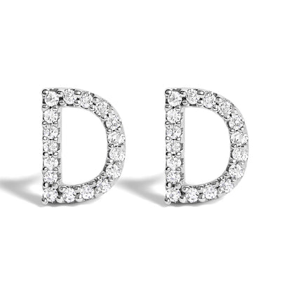 Pendiente de botón con la inicial "A" de diamante de 1/10 quilates de oro blanco de 10 quilates