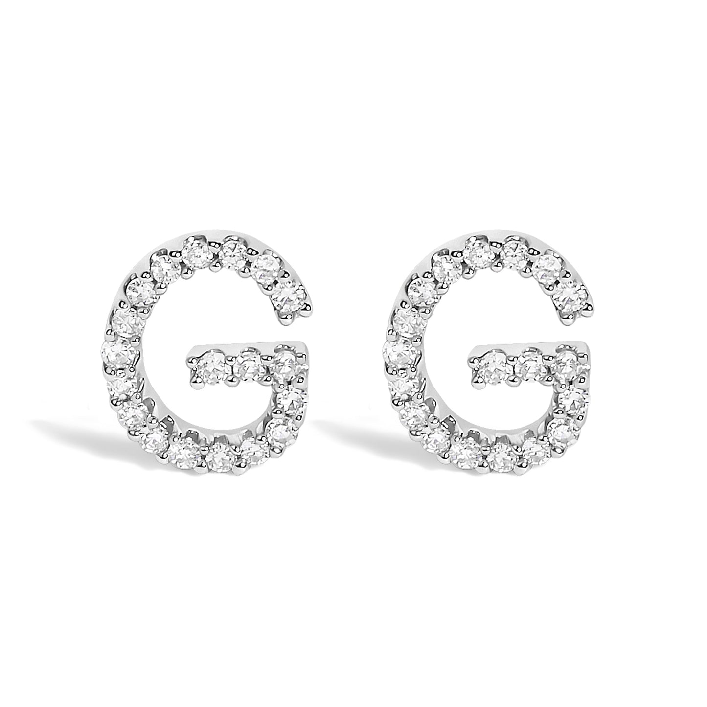 Pendiente de botón con la inicial "A" de diamante de 1/10 quilates de oro blanco de 10 quilates