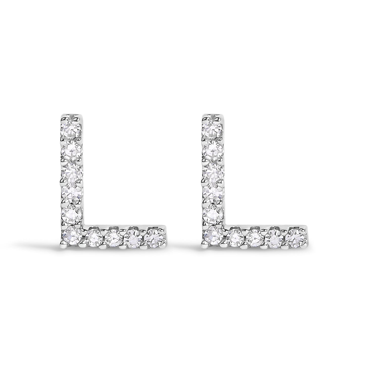 Pendiente de botón con la inicial "A" de diamante de 1/10 quilates de oro blanco de 10 quilates
