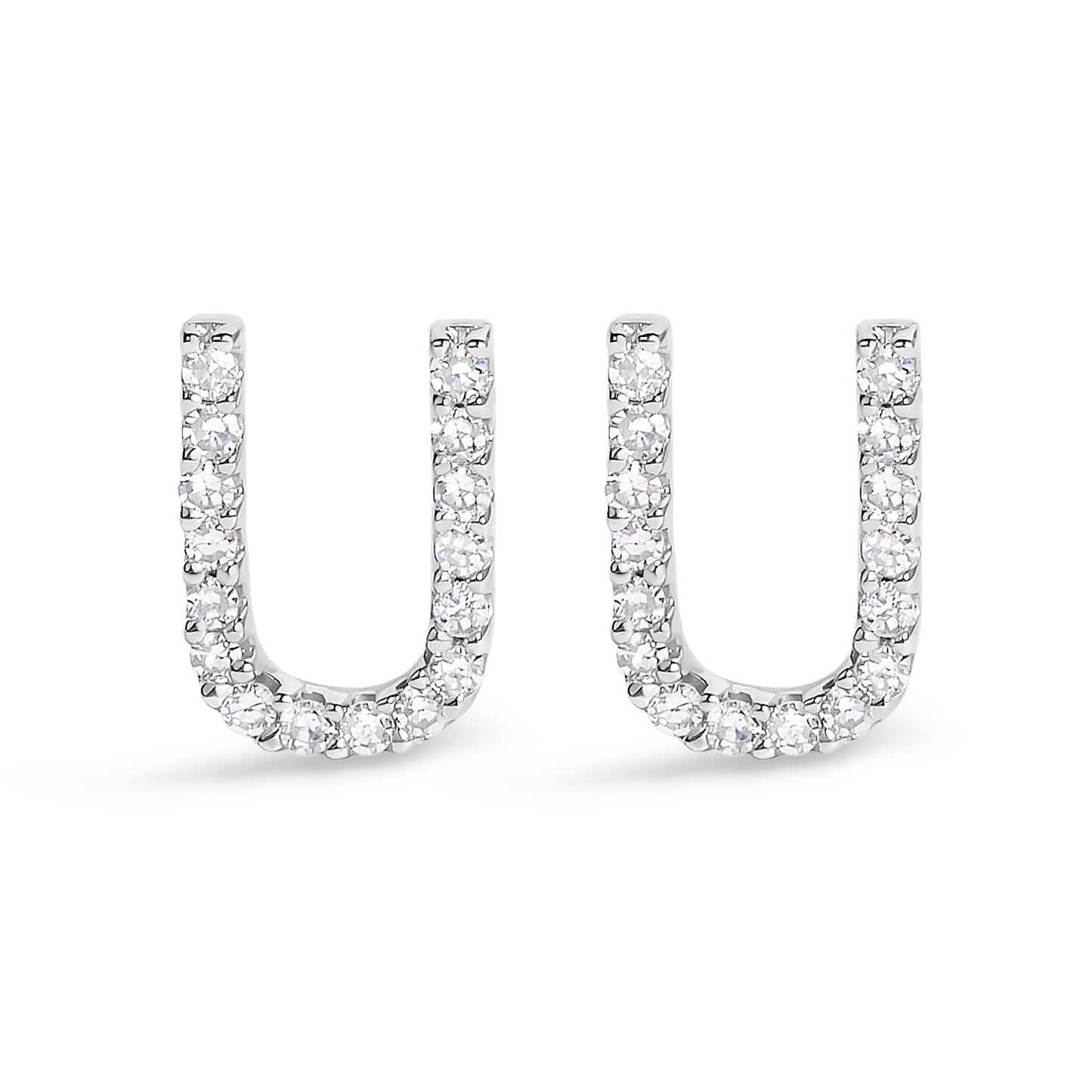 Pendiente de botón con la inicial "A" de diamante de 1/10 quilates de oro blanco de 10 quilates