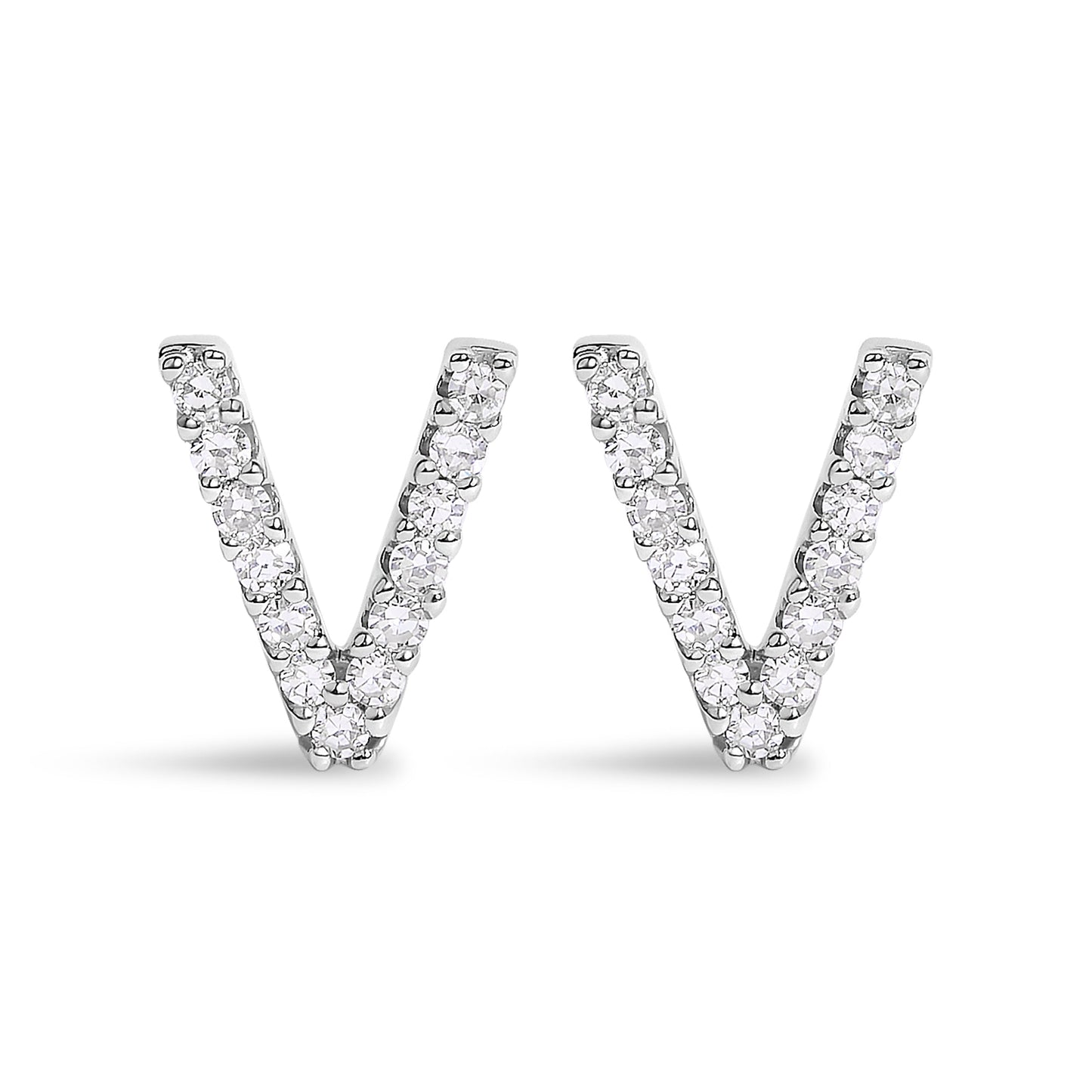 Pendiente de botón con la inicial "A" de diamante de 1/10 quilates de oro blanco de 10 quilates