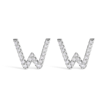 Pendiente de botón con la inicial "A" de diamante de 1/10 quilates de oro blanco de 10 quilates
