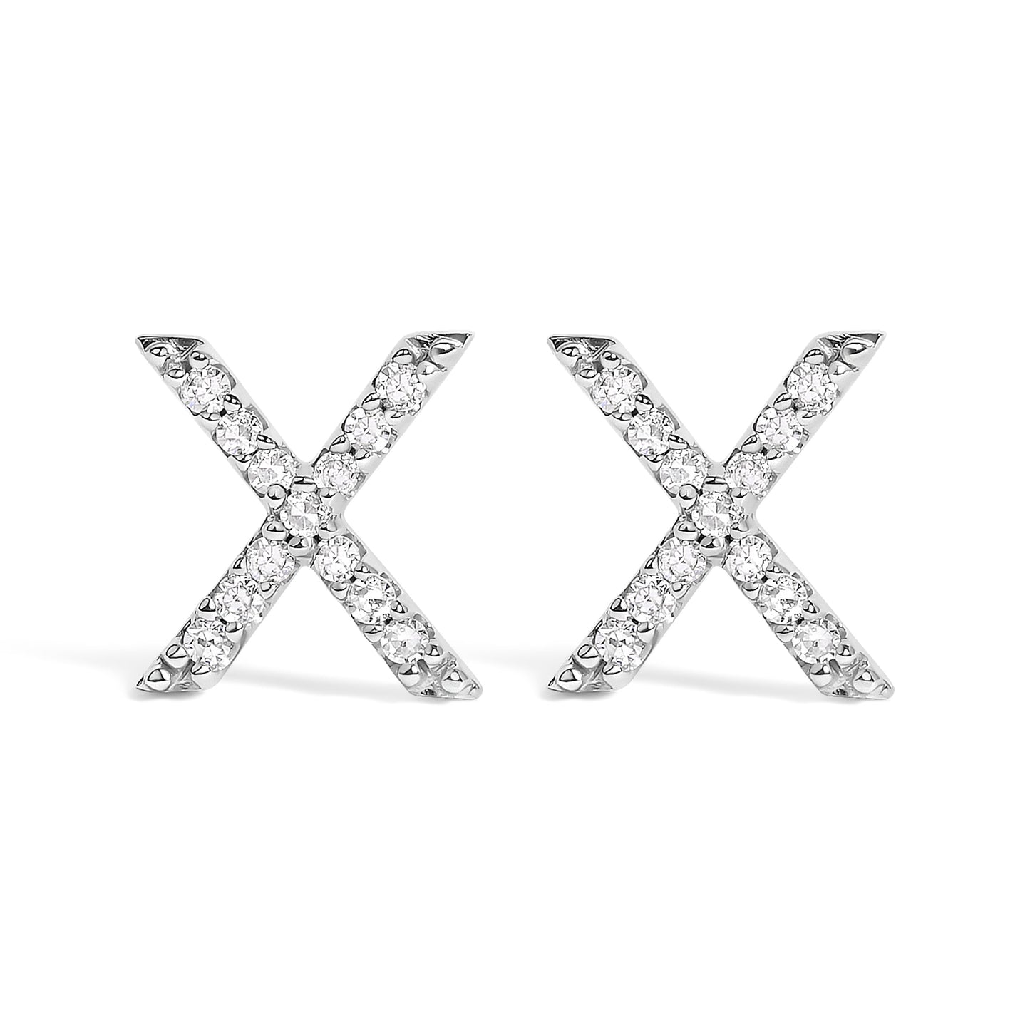 Pendiente de botón con la inicial "A" de diamante de 1/10 quilates de oro blanco de 10 quilates
