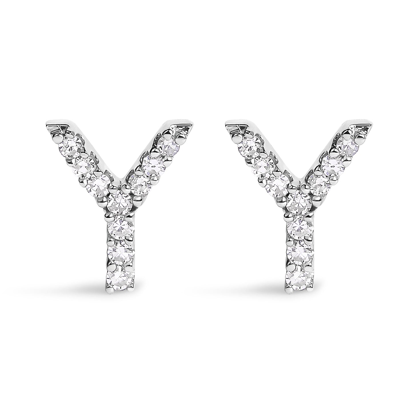 Pendiente de botón con la inicial "A" de diamante de 1/10 quilates de oro blanco de 10 quilates