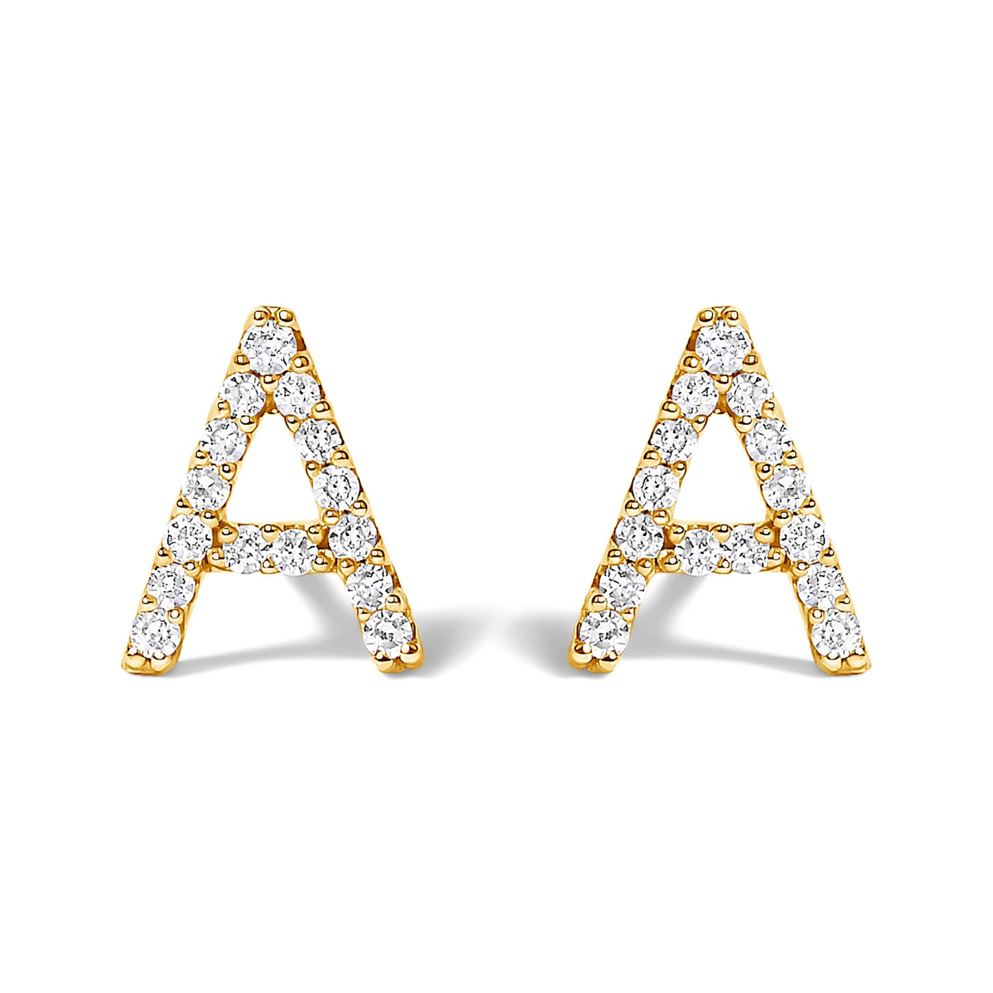 Pendiente de botón con la inicial "A" de diamante de 1/10 quilates de oro blanco de 10 quilates