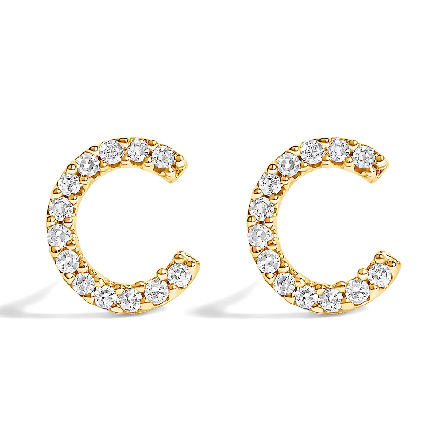 Pendiente de botón con la inicial "A" de diamante de 1/10 quilates de oro blanco de 10 quilates