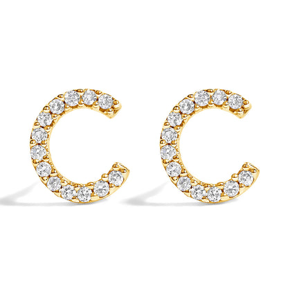 Pendiente de botón con la inicial "A" de diamante de 1/10 quilates de oro blanco de 10 quilates