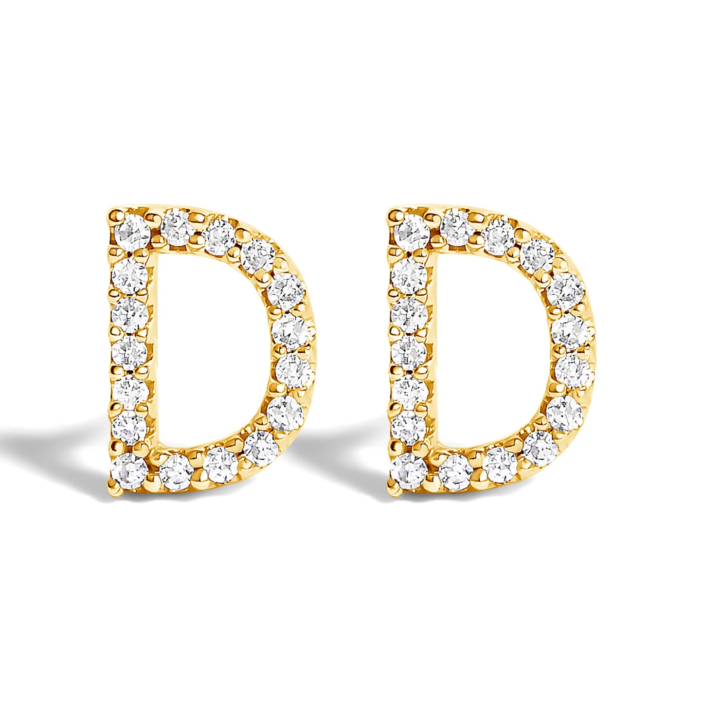 Pendiente de botón con la inicial "A" de diamante de 1/10 quilates de oro blanco de 10 quilates