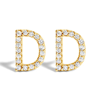 Pendiente de botón con la inicial "A" de diamante de 1/10 quilates de oro blanco de 10 quilates