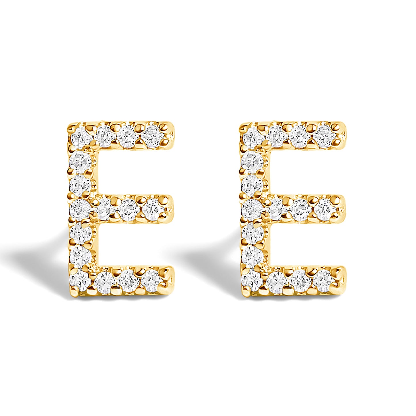 Pendiente de botón con la inicial "A" de diamante de 1/10 quilates de oro blanco de 10 quilates