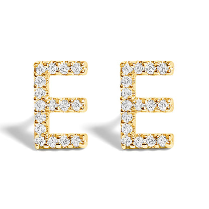 Pendiente de botón con la inicial "A" de diamante de 1/10 quilates de oro blanco de 10 quilates
