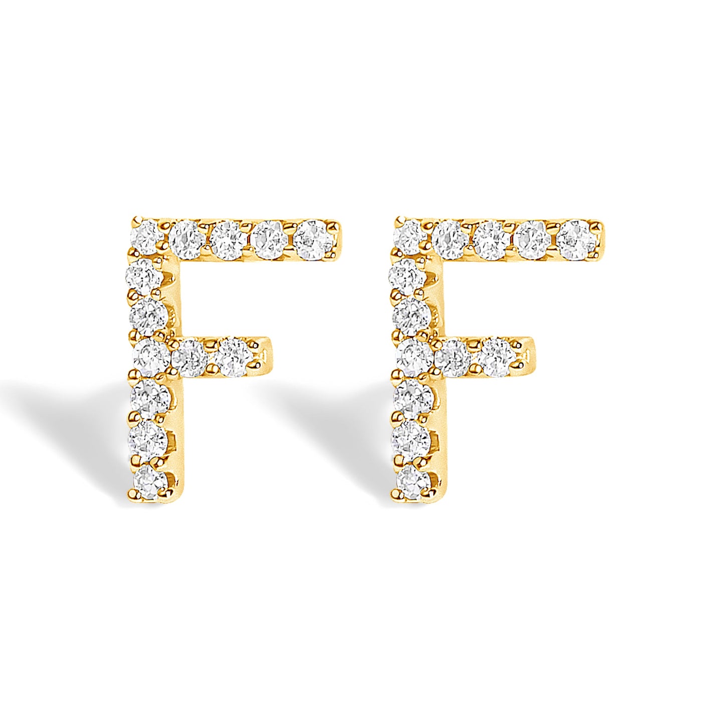 Pendiente de botón con la inicial "A" de diamante de 1/10 quilates de oro blanco de 10 quilates