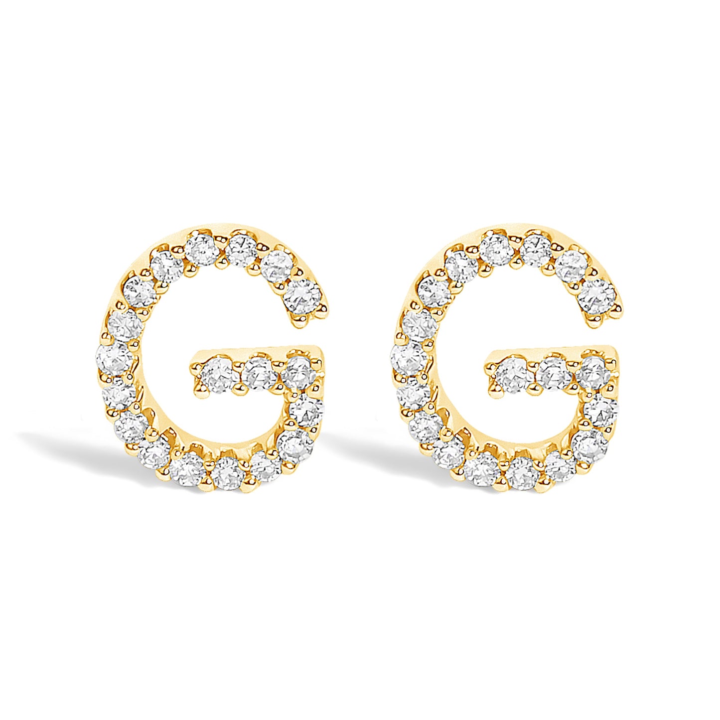 Pendiente de botón con la inicial "A" de diamante de 1/10 quilates de oro blanco de 10 quilates