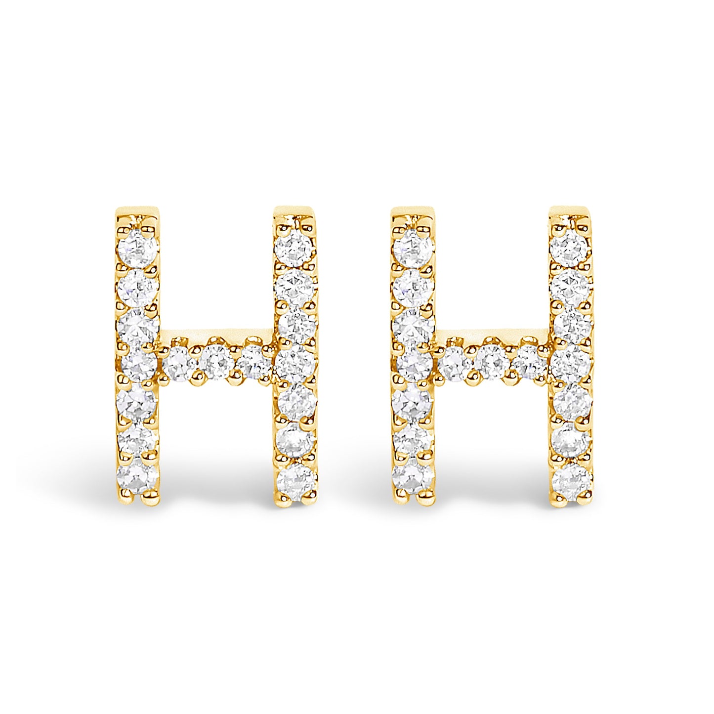 Pendiente de botón con la inicial "A" de diamante de 1/10 quilates de oro blanco de 10 quilates