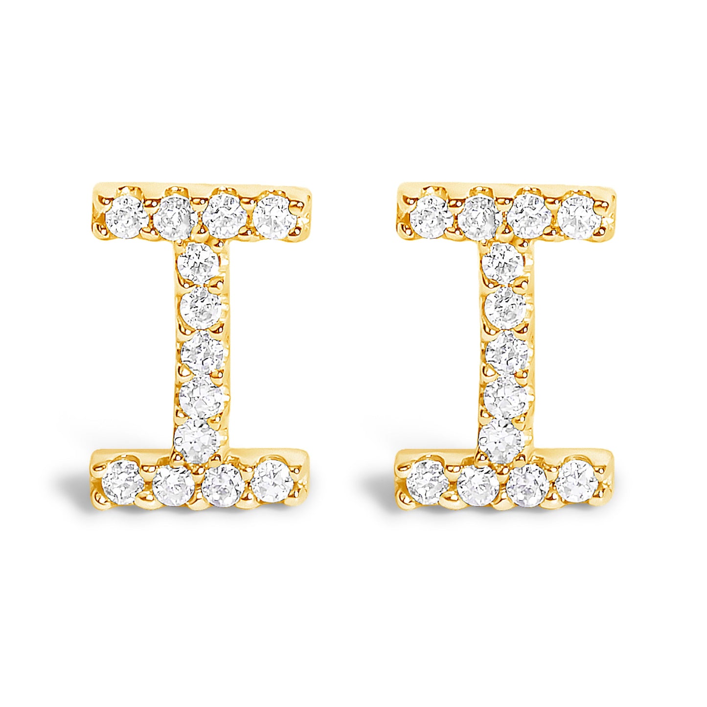 Pendiente de botón con la inicial "A" de diamante de 1/10 quilates de oro blanco de 10 quilates