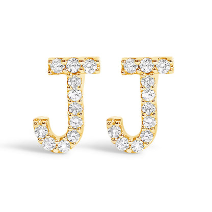 Pendiente de botón con la inicial "A" de diamante de 1/10 quilates de oro blanco de 10 quilates