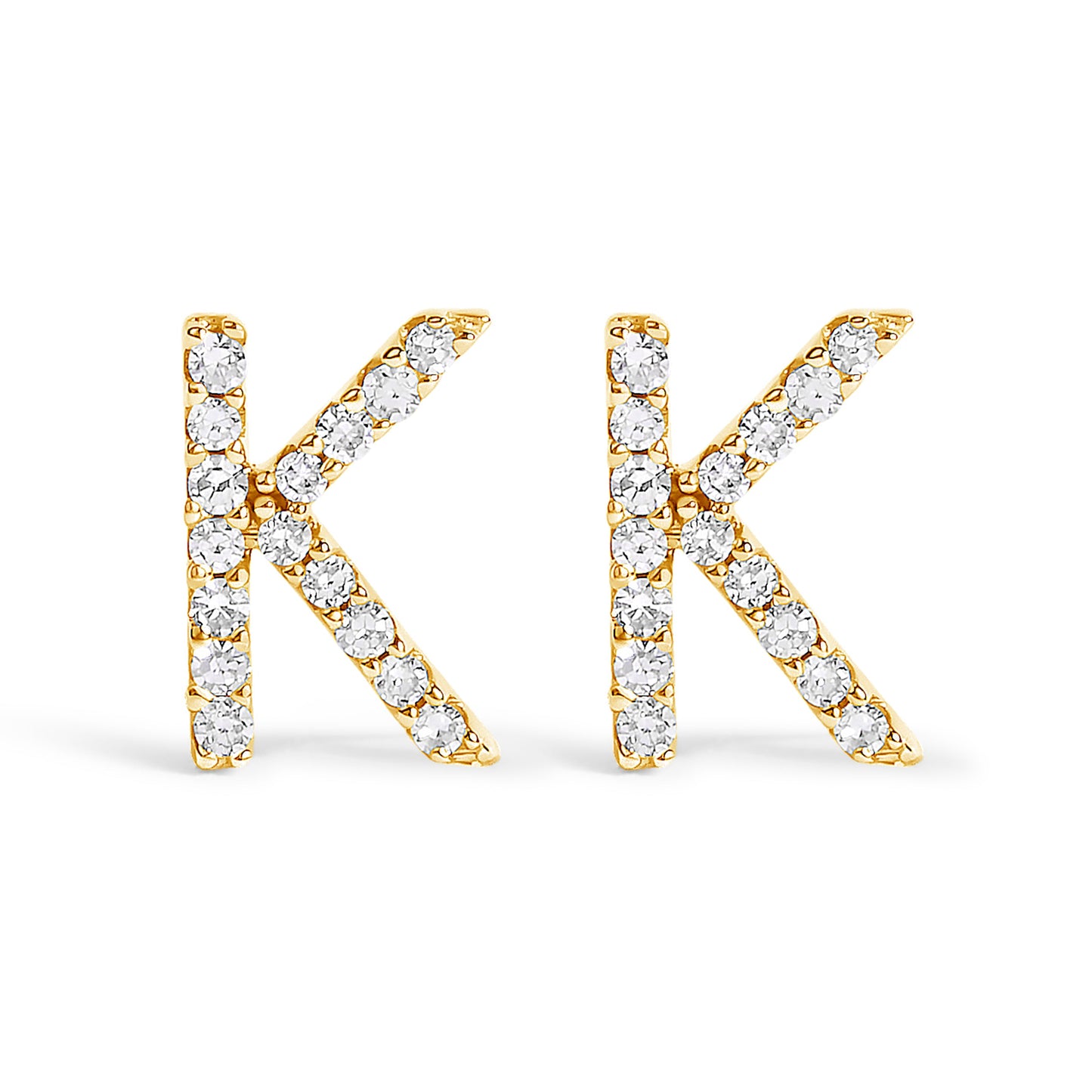 Pendiente de botón con la inicial "A" de diamante de 1/10 quilates de oro blanco de 10 quilates