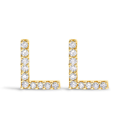 Pendiente de botón con la inicial "A" de diamante de 1/10 quilates de oro blanco de 10 quilates
