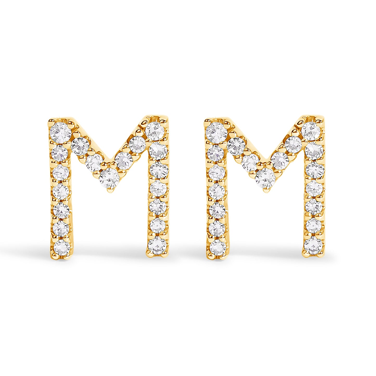 Pendiente de botón con la inicial "A" de diamante de 1/10 quilates de oro blanco de 10 quilates