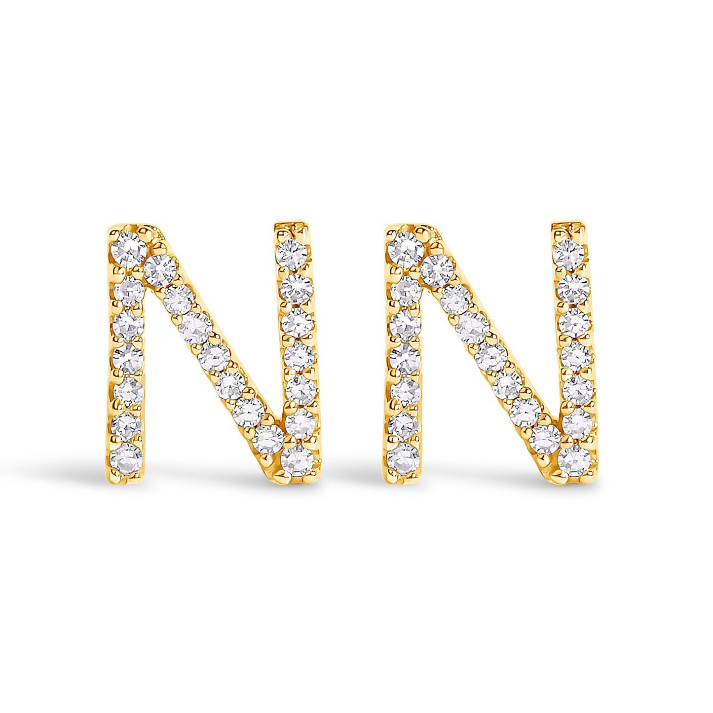 Pendiente de botón con la inicial "A" de diamante de 1/10 quilates de oro blanco de 10 quilates