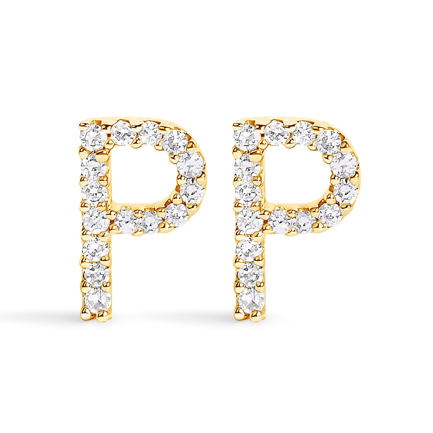 Pendiente de botón con la inicial "A" de diamante de 1/10 quilates de oro blanco de 10 quilates