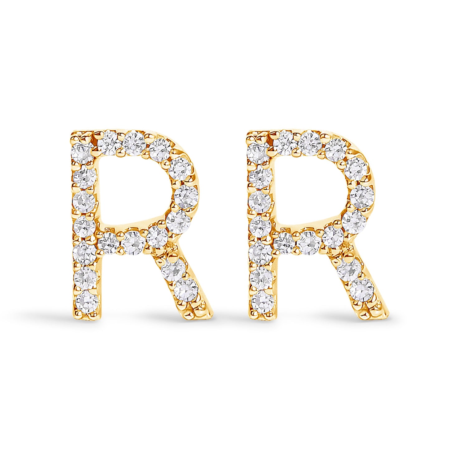 Pendiente de botón con la inicial "A" de diamante de 1/10 quilates de oro blanco de 10 quilates