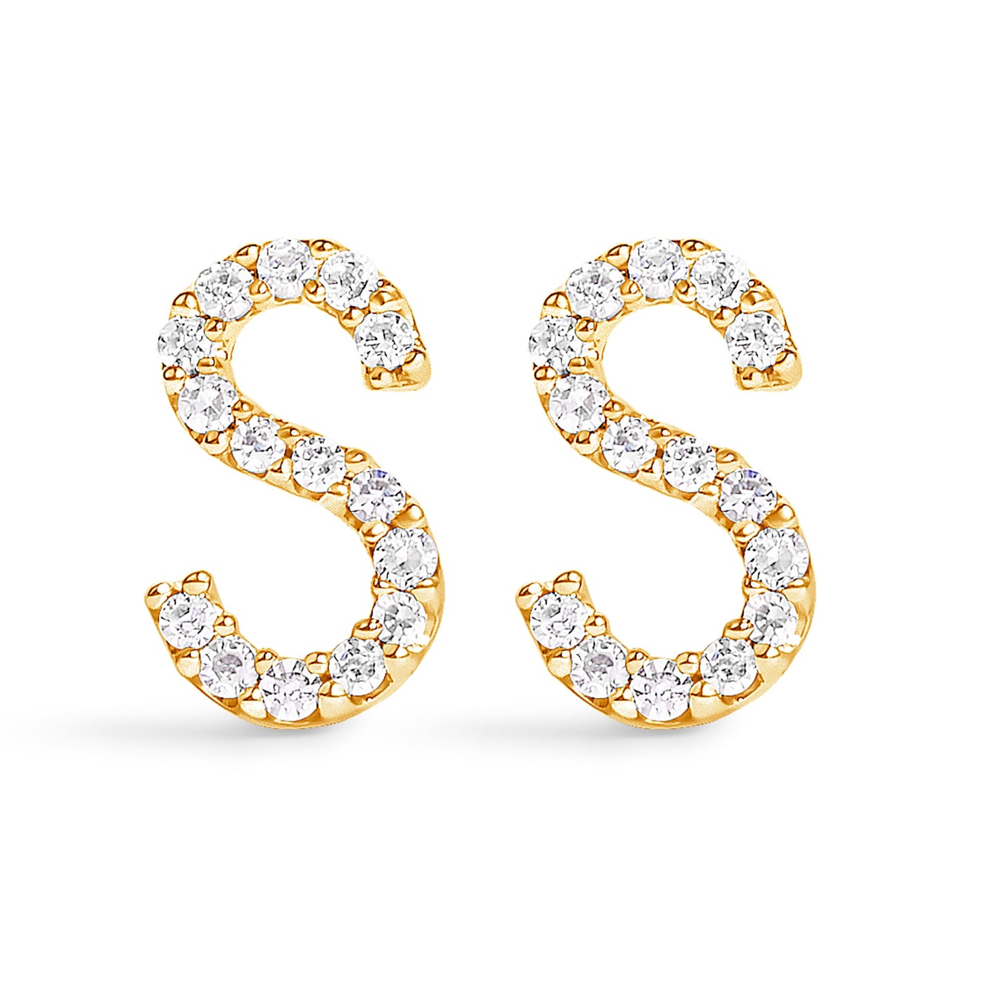 Pendiente de botón con la inicial "A" de diamante de 1/10 quilates de oro blanco de 10 quilates