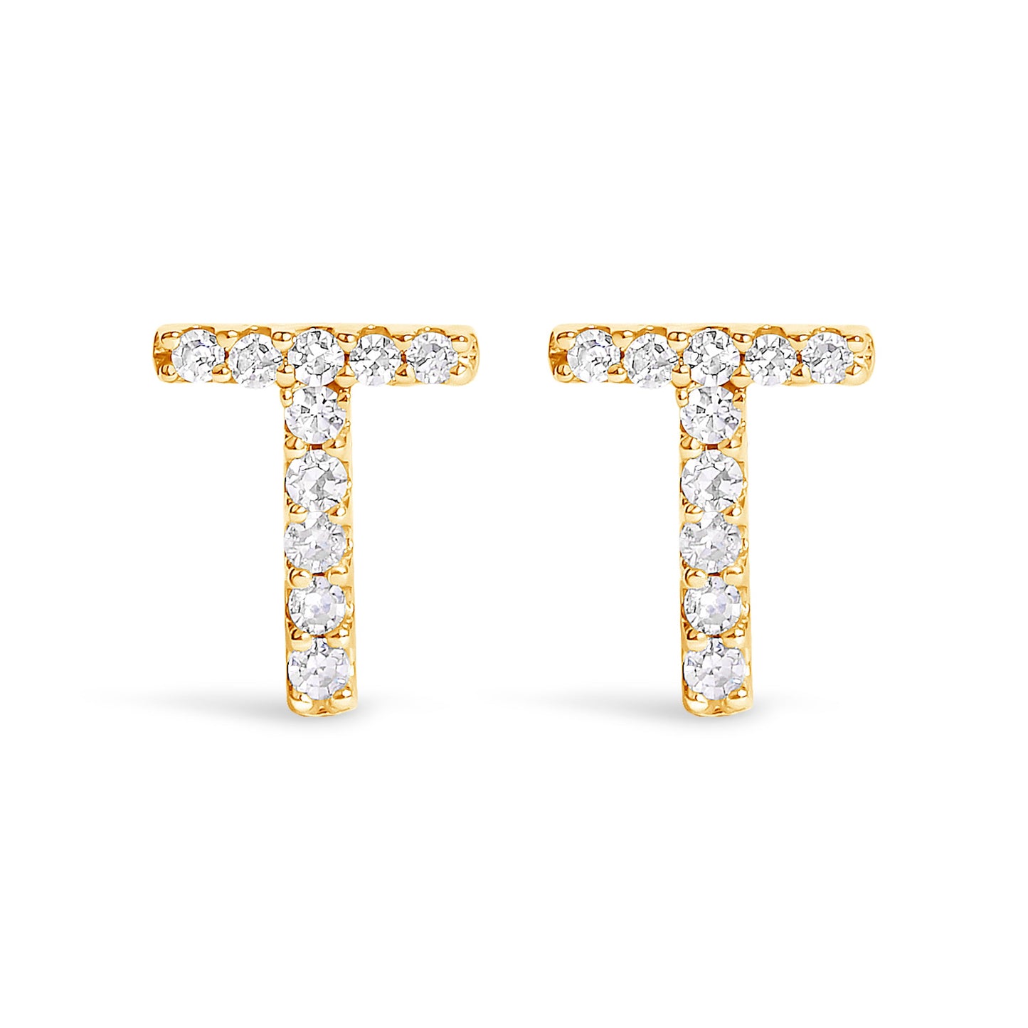 Pendiente de botón con la inicial "A" de diamante de 1/10 quilates de oro blanco de 10 quilates