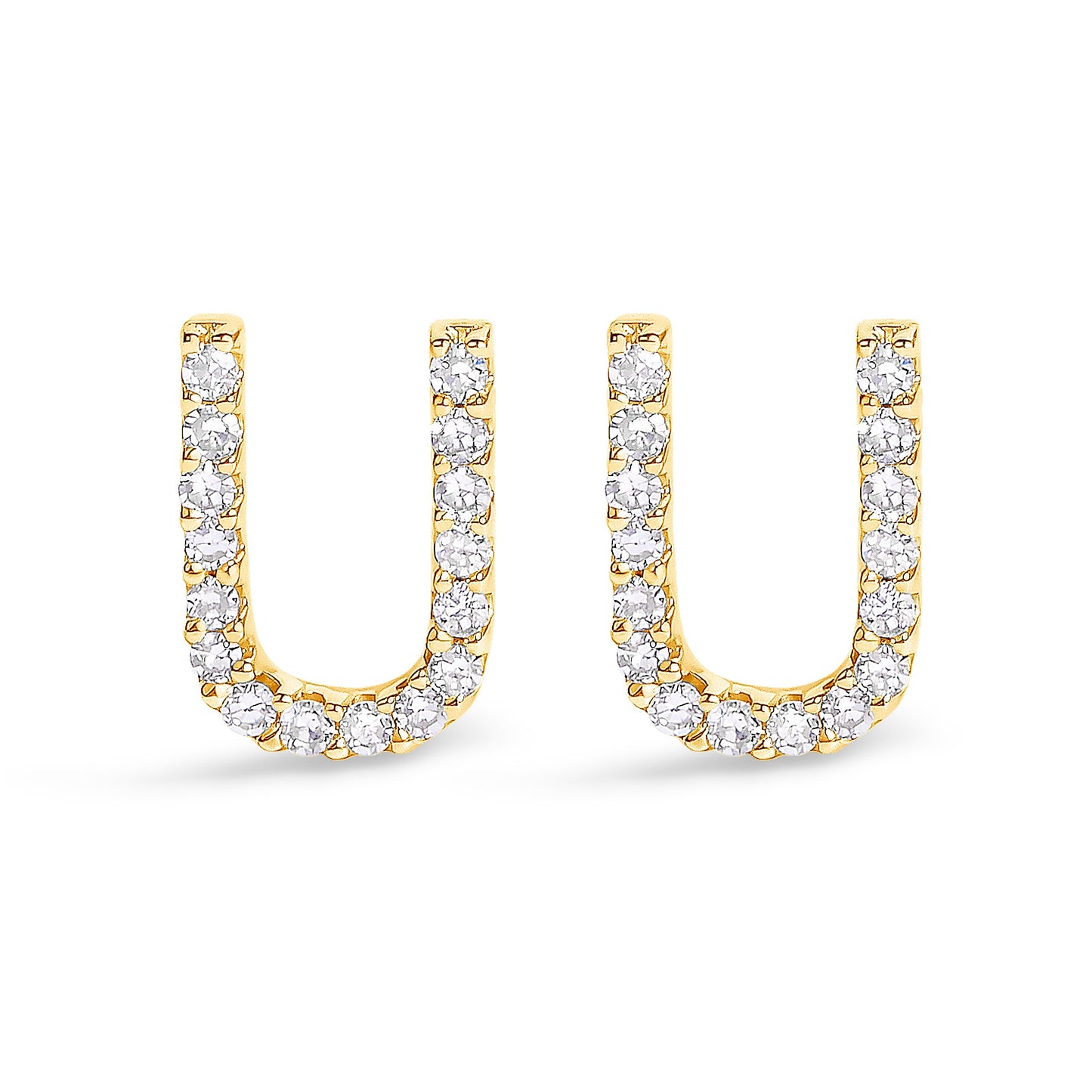 Pendiente de botón con la inicial "A" de diamante de 1/10 quilates de oro blanco de 10 quilates
