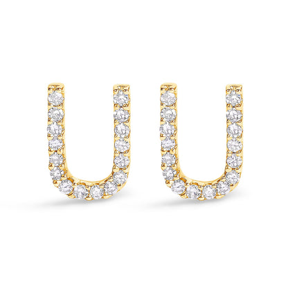 Pendiente de botón con la inicial "A" de diamante de 1/10 quilates de oro blanco de 10 quilates