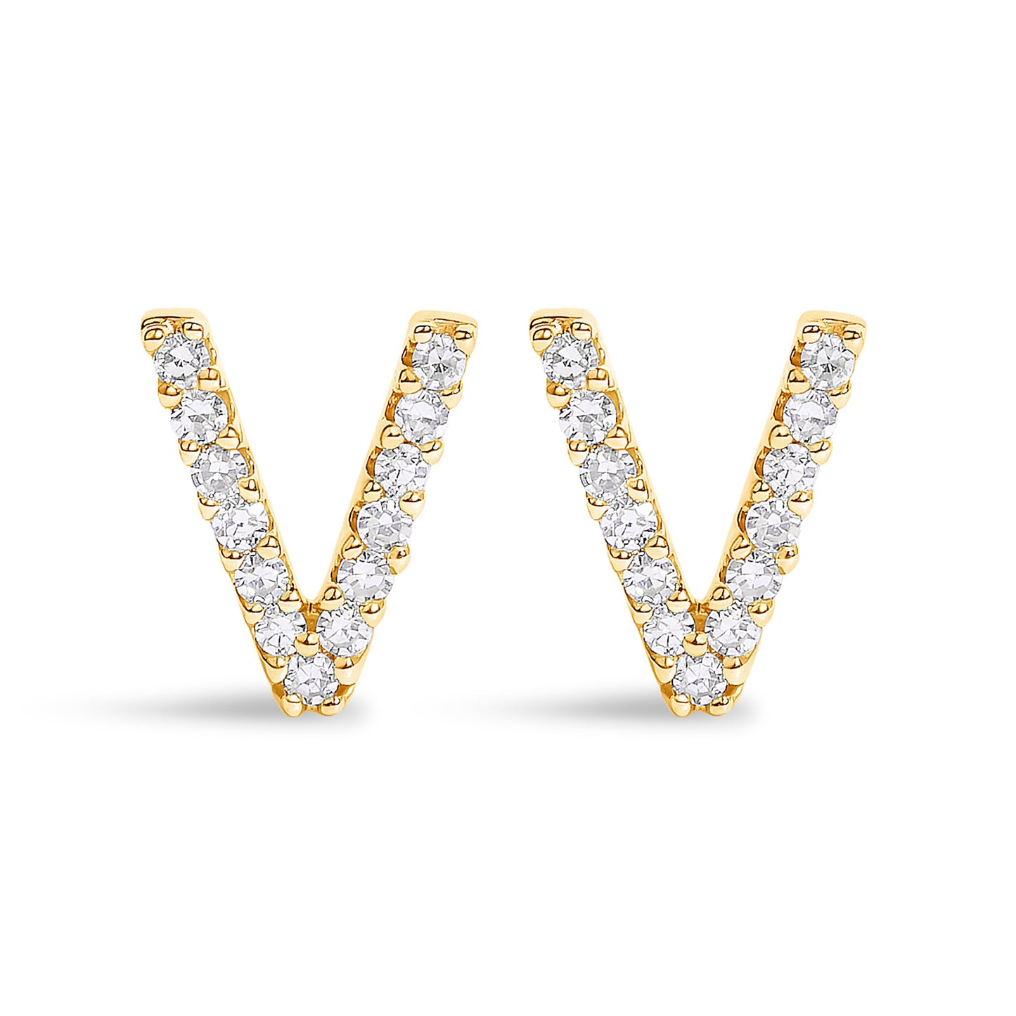 Pendiente de botón con la inicial "A" de diamante de 1/10 quilates de oro blanco de 10 quilates