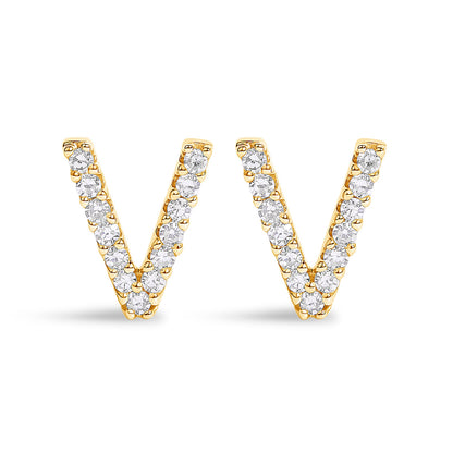 Pendiente de botón con la inicial "A" de diamante de 1/10 quilates de oro blanco de 10 quilates