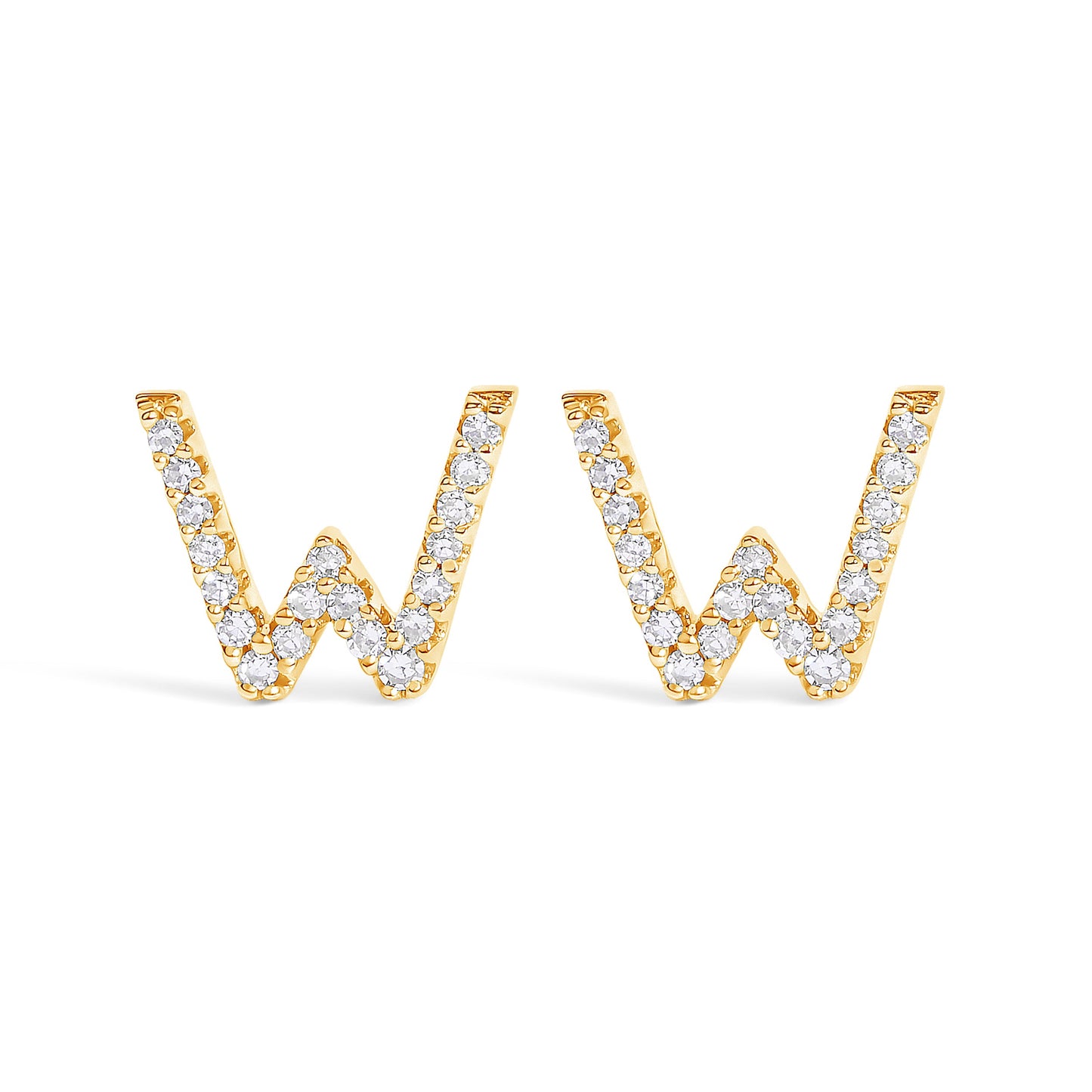 Pendiente de botón con la inicial "A" de diamante de 1/10 quilates de oro blanco de 10 quilates