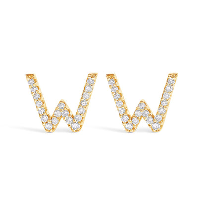 Pendiente de botón con la inicial "A" de diamante de 1/10 quilates de oro blanco de 10 quilates
