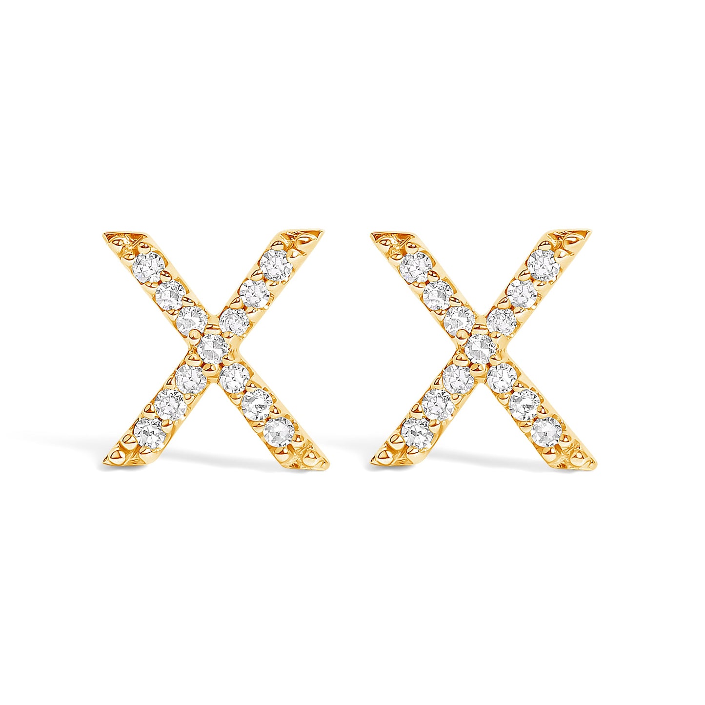 Pendiente de botón con la inicial "A" de diamante de 1/10 quilates de oro blanco de 10 quilates