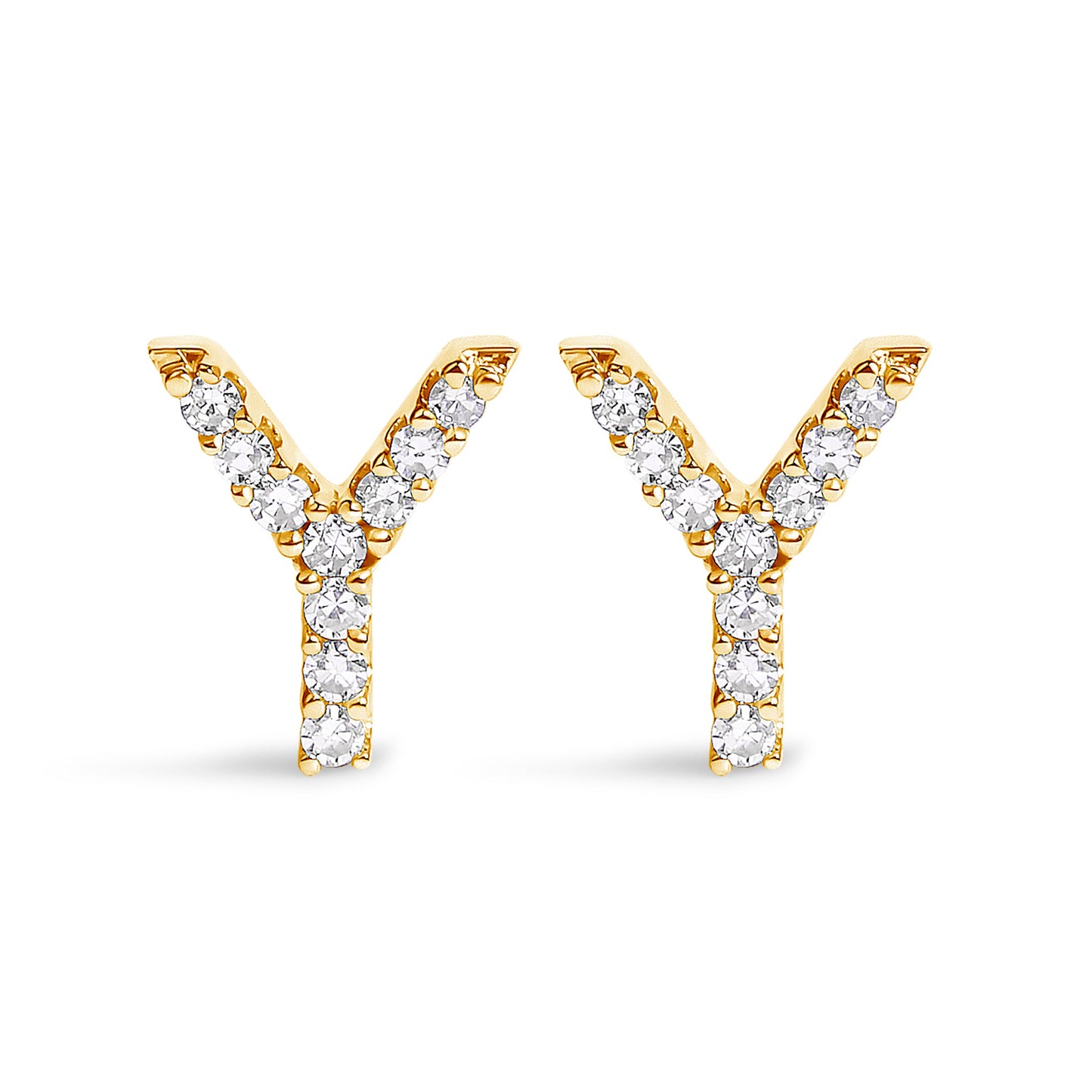 Pendiente de botón con la inicial "A" de diamante de 1/10 quilates de oro blanco de 10 quilates